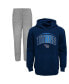 ფოტო #3 პროდუქტის Toddler Boys Navy, Heather Gray Tennessee Titans Double-Up Pullover Hoodie and Pants Set