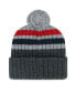 ფოტო #2 პროდუქტის Men's Gray Cleveland Guardians Stack Cuffed Knit Hat with Pom