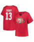 Women's Brock Purdy Scarlet San Francisco 49ers Plus Size Player Name and Number V-Neck T-shirt