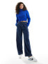 Pimkie roll neck ribbed cropped jumper in blue