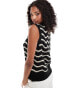 Vila open detail knitted vest with squiggle stripe in black and beige M - EU 36-40 - фото #2