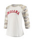 Women's White and Camo Indiana Hoosiers Boyfriend Baseball Raglan 3/4 Sleeve T-shirt