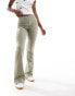 Bershka high waisted flared trousers in light khaki