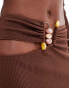 ASOS DESIGN co-ord trim detail maxi skirt in chocolate