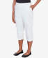 Petite Classic Neutrals Mid Rise Pull On Button Hem Twill Capri Pants