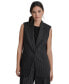 Women's Striped One-Button Sleeveless Blazer Blk/parchm, 16 - фото #1