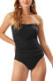 Фото #1 товара Tommy Bahama 299226 Pearl Shirred Bandeau One-Piece Swimsuit in Black Size 4