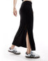 Stradivarius STR midi skirt with side split in black