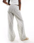 Kaiia tie waist wide leg trousers in cream stripe