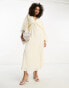 ASOS DESIGN micro pleated batwing trapeze maxi dress in cream