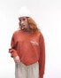 Topshop graphic new port vintage wash sweat in orange Оранжевый, L - фото #4