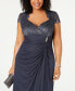 ფოტო #4 პროდუქტის Plus Size Sequined-Lace Ruched Gown
