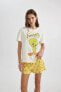 Фото #7 товара Fall In Love Looney Tunes Regular Fit Kısa Kollu Şortlu Pijama Takımı B8736ax24sm