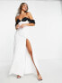 ASOS DESIGN contrast neckline corset white maxi dress in white