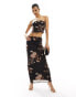 Фото #2 товара ASOS DESIGN co-ord mesh low rise midi skirt in mixed animal and floral print