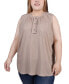 Фото #1 товара Plus Size Sleeveless Swiss Dot Blouse