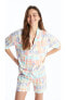 Фото #1 товара LCW Young Gömlek Yaka Desenli Kısa Kollu Kadın Şortlu Pijama Takımı