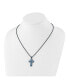 ფოტო #2 პროდუქტის Brushed Blue IP-plated Cross Pendant 19.5 inch Box Chain