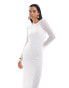 Vila textured long sleeve maxi dress in cream