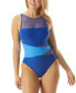 Фото #1 товара Coco Reef Womens Tummy-Control Contrast One-Piece Swimsuit Blue Size 10/34C