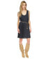 Women's Pleated Belted Tank Dress