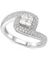 Cubic Zirconia Square Halo Twist Ring in Sterling Silver