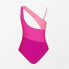 Фото #3 товара Women's Color Block One Shoulder One Piece Swimsuit - Cupshe-Small-Neon Pink