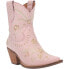 Фото #4 товара Dingo Primrose Embroidered Floral Snip Toe Cowboy Booties Womens Pink Casual Boo