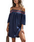 ფოტო #1 პროდუქტის Women's Smocked Lace Open-Shoulder Beach Dress