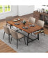 72 Inch Dining Table Rectangular Kitchen Table with 2-Bottle Wine Rack for 5-7 Walnut & Black - фото #5