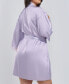 Фото #2 товара Plus Size Kate Satin Robe with Eyelash Lace Trim