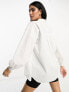 Miss Selfridge oversized poplin shirt in white