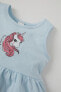 Kız Bebek Unicorn Baskılı Kolsuz Pamuklu Örme Elbise