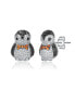 Фото #1 товара Sterling Silver with White Gold Plated and Multi Colored Cubic Zirconia Stud Earrings