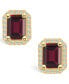 ფოტო #2 პროდუქტის Garnet (3-7/8 ct. t.w.) and Diamond (3/8 ct. t.w.) Halo Stud Earrings in 14K Yellow Gold