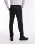 Topman slim tux suit trousers with tonal sateen side stripe in black Черный, W34 Long - фото #3