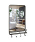 Wall Bathroom Mirror w/ Shelf Hooks Sturdy Metal Frame for Bedroom Living Room