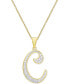 Фото #8 товара Macy's diamond Accent Script 18" Initial Pendant Necklace in Silver Plate, Gold Plate & Rose Gold Plate