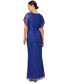 ფოტო #2 პროდუქტის Petite Sequin Mesh Capelet-Sleeve Gown