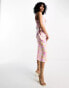 Vila satin cami midi dress with tie back in pink floral