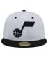 Фото #2 товара Men's White/Black Utah Jazz Throwback 2Tone 59fifty Fitted Hat