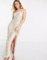 Фото #1 товара ASOS DESIGN embellished crochet halter maxi dress in stone