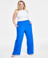 Фото #1 товара Plus Size Linen-Blend Wide-Leg Pants, Created for Macy's