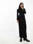 ASOS DESIGN ribbed roll neck long sleeve midi dress in black