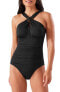 Фото #1 товара Tommy Bahama Womens Sun Cat Over-the-Shoulder High Neck One-Piece Black 8