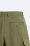 Textured twill cargo bermuda shorts