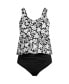 Фото #1 товара Plus Size V-neck One Piece Fauxkini Swimsuit Faux Tankini Top