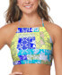 ფოტო #1 პროდუქტის Juniors' Shorebreak Printed High-Neck Bikini Top
