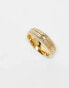 ASOS DESIGN waterproof stainless steel band ring with greek wave design in gold tone