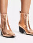 Glamorous Wide Fit western ankle boots in bronze exclusive to ASOS Бронзовый, US 7 - фото #6